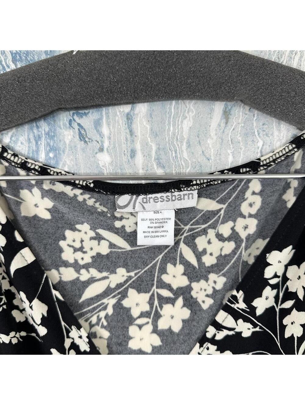 Vintage Preppy Boho Black Floral Sleeveless Dress Size 4 - Picture 2 of 7
